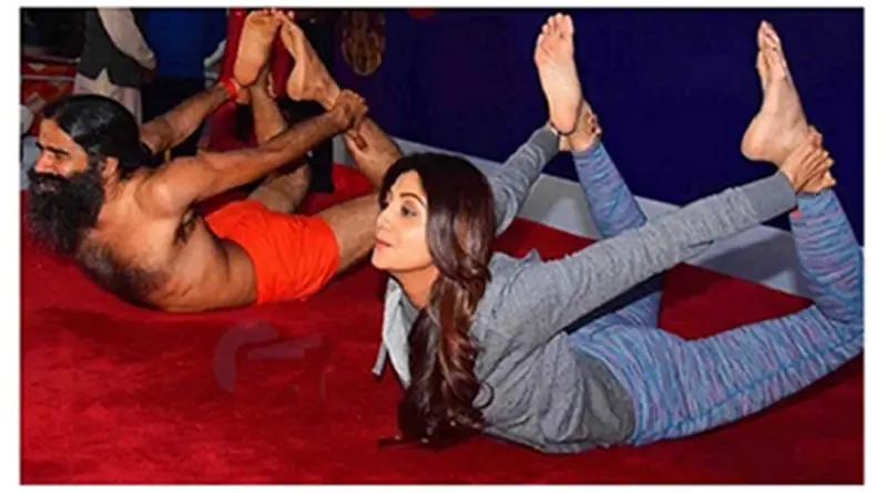 Shilpa Shetty Yoga with Baba Ramdev