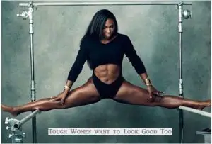 women who wear makeup to-gym Serena Williams