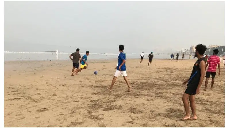 Beach football in Juhu, Mumbai