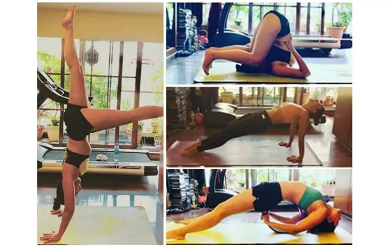 Kareena Kapoor doing advanced yoga poses on yoga day